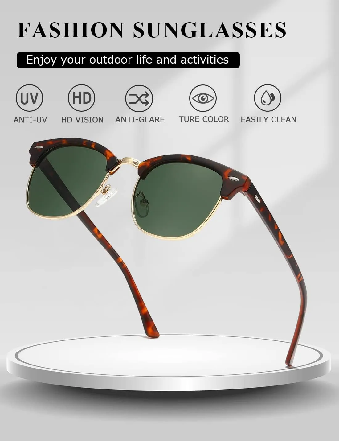 AEVOGUE Polarized Sunglasses For Women And Men Semi Rimless Frame Retro Sun Glasses AE0369