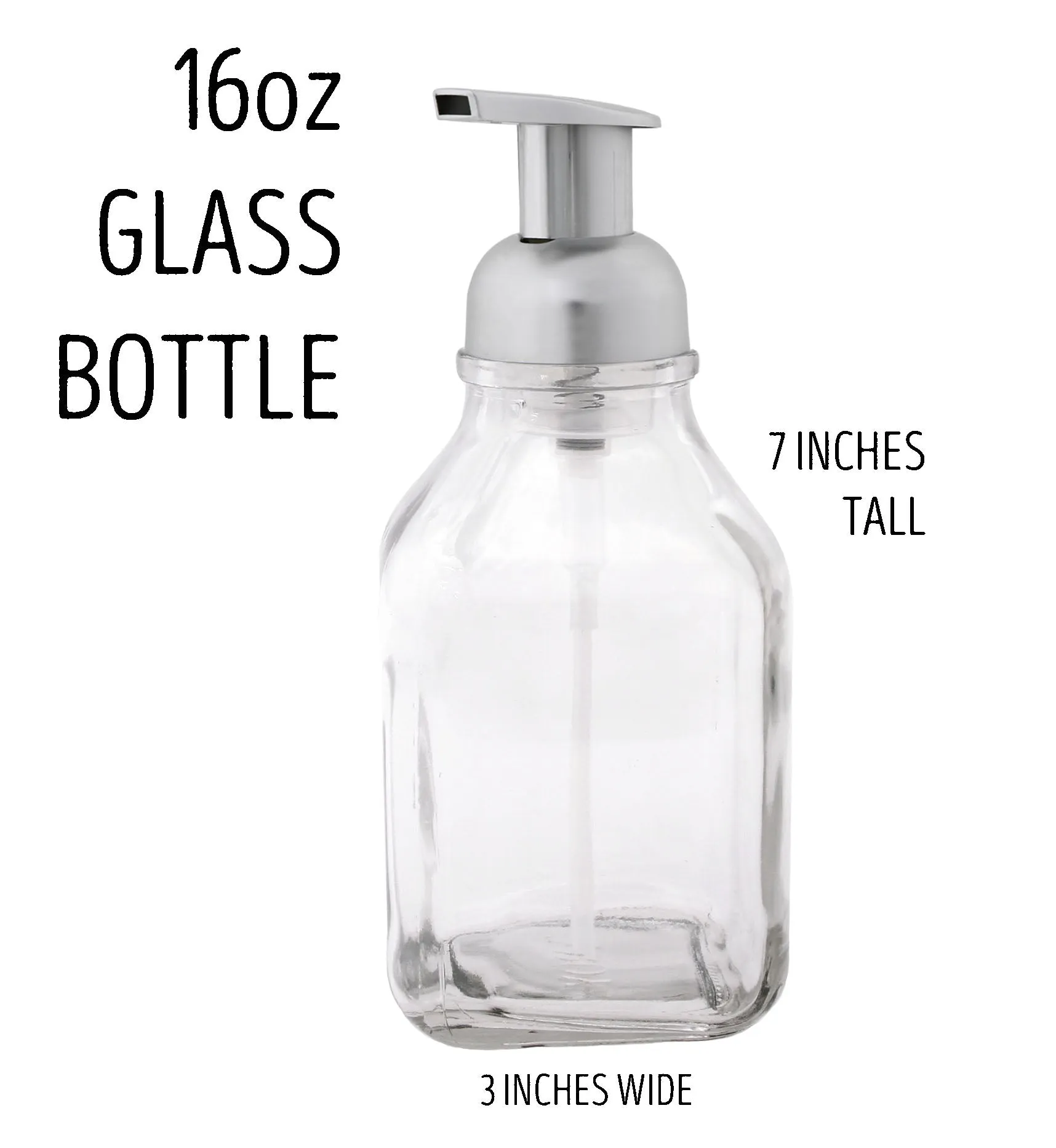 Brushed Nickel Foaming Soap Dispenser Pump, 16 oz Glass Bottle 2 Pack